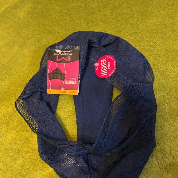 NWT Maidenform All Over Lace Thong Panty Dmeslt Blue Womens 5/S - Picture 4 of 5